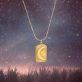 Auksinės spalvos kaklo papuošalas Mėnulis ir Saulė