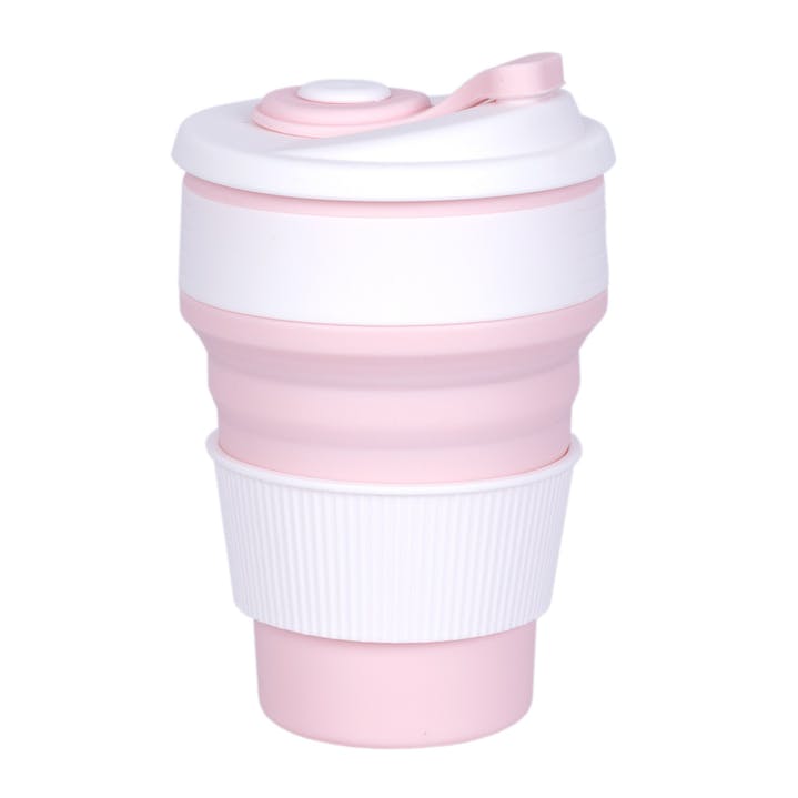 Sulankstomas silikoninis kavos puodelis, rožinis