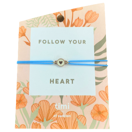 Mėlyna apyrankė su širdute "Follow your heart"