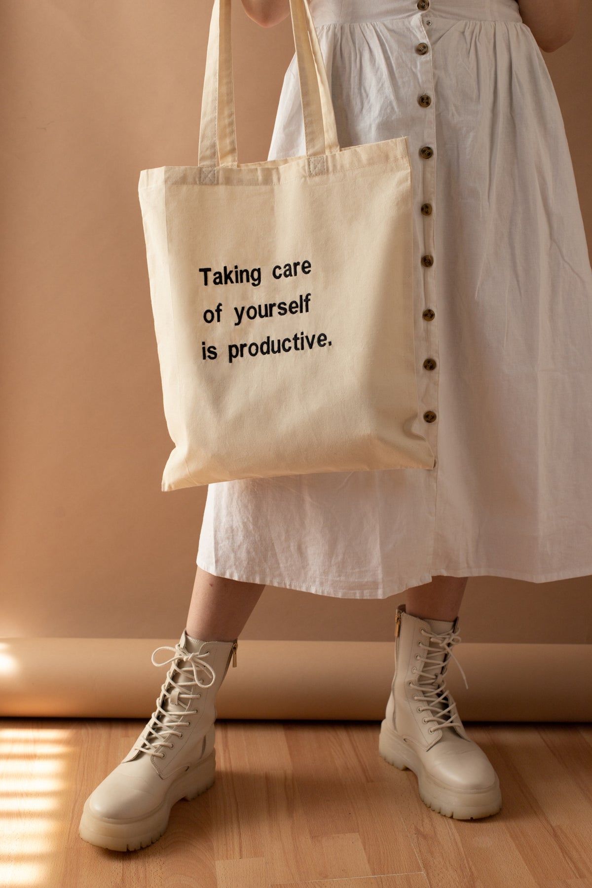 "Taking care of yourself" ekologiškas daugkartinis maišelis - Rosé Moon